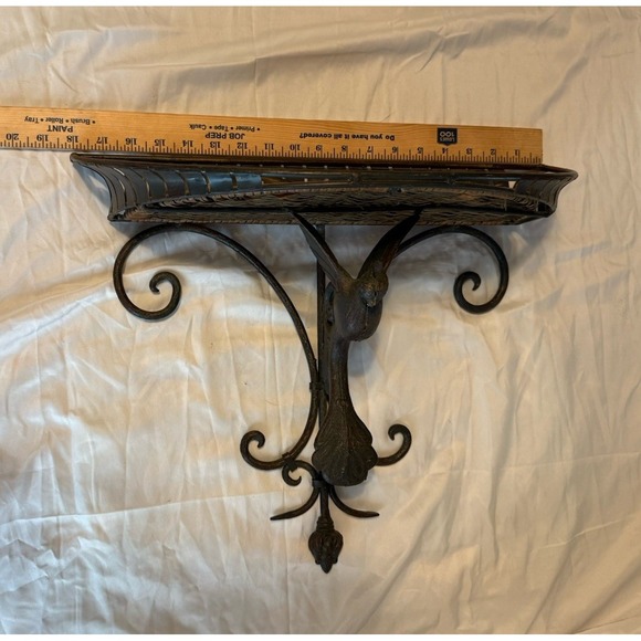 Vintage IRON and WICKER wall scounce shelf - Picture 6 of 15